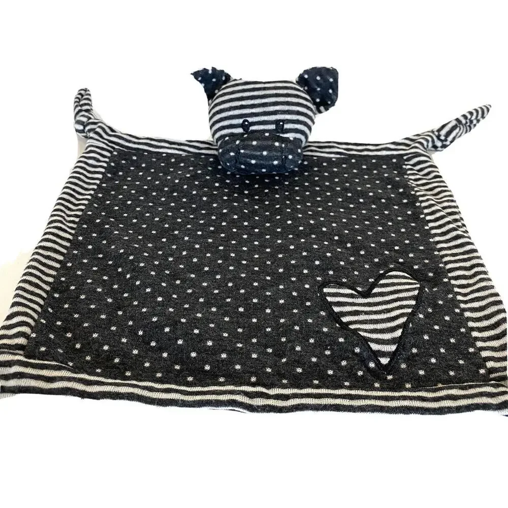 Zebra Baby Lovey Security Blanket Cotton Knotted Soother Dark Gray Demdaco